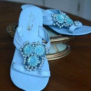 Carlton shoes Vintage light blue with jewels Sandal size 6